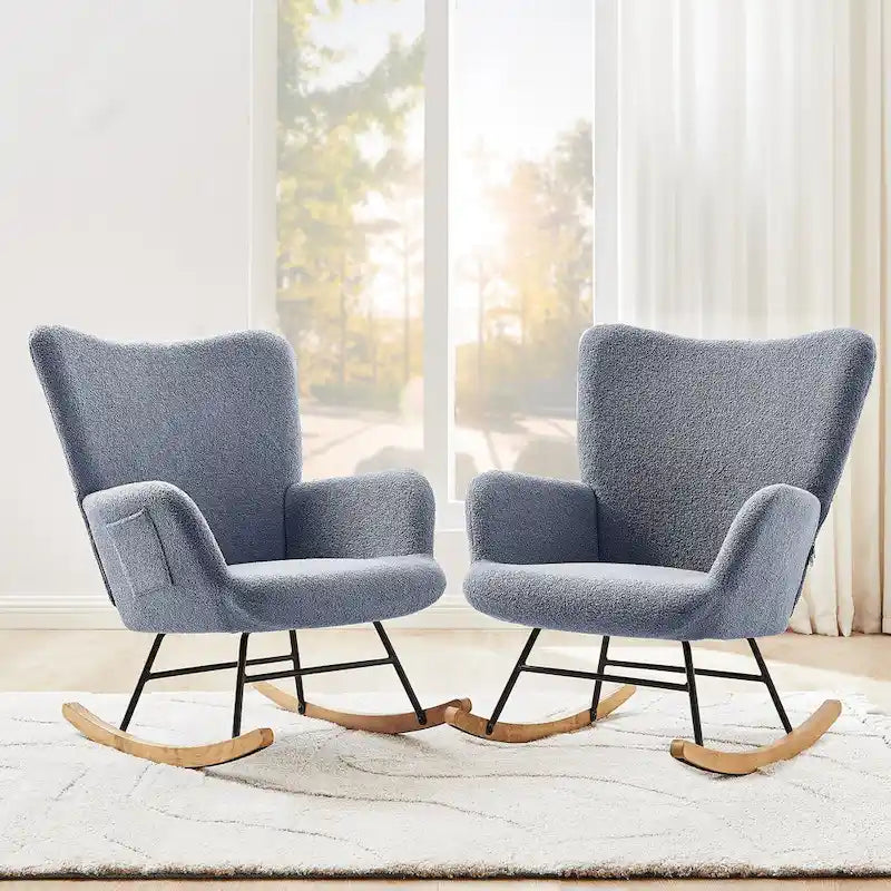 Ensemble de 2 fauteuils à bascule Teddy rembourrés avec poches de rangement