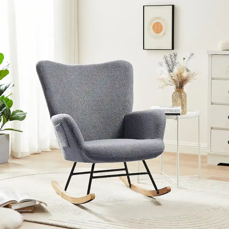 Ensemble de 2 fauteuils à bascule Teddy rembourrés avec poches de rangement