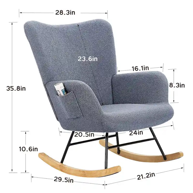 Ensemble de 2 fauteuils à bascule Teddy rembourrés avec poches de rangement