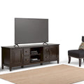 Meuble TV multimédia en bois massif de 72 pouces de large pour téléviseurs jusqu'à 80 pouces (72 L x 18 P x 24 H)