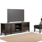 Meuble TV multimédia en bois massif de 72 pouces de large pour téléviseurs jusqu'à 80 pouces (72 L x 18 P x 24 H)
