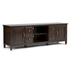Meuble TV multimédia en bois massif de 72 pouces de large pour téléviseurs jusqu'à 80 pouces (72 L x 18 P x 24 H)