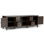 Meuble TV multimédia en bois massif de 72 pouces de large pour téléviseurs jusqu'à 80 pouces (72 L x 18 P x 24 H)