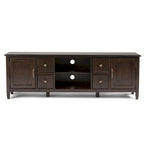 Meuble TV multimédia en bois massif de 72 pouces de large pour téléviseurs jusqu'à 80 pouces (72 L x 18 P x 24 H)