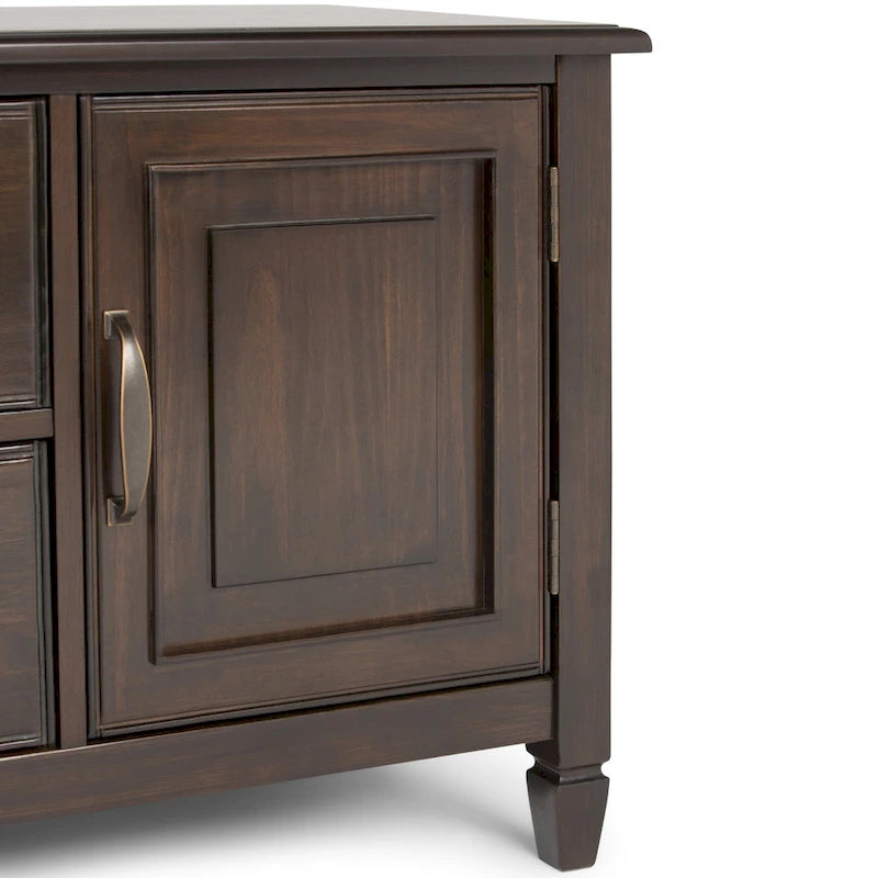 Meuble TV multimédia en bois massif de 72 pouces de large pour téléviseurs jusqu'à 80 pouces (72 L x 18 P x 24 H)