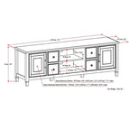 Meuble TV multimédia en bois massif de 72 pouces de large pour téléviseurs jusqu'à 80 pouces (72 L x 18 P x 24 H)