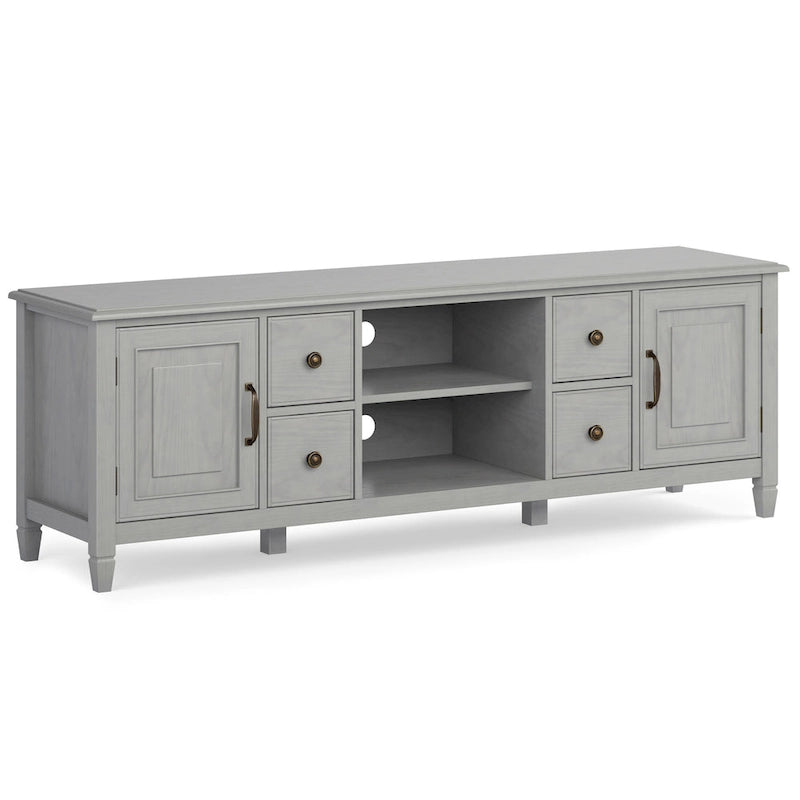 Meuble TV multimédia en bois massif de 72 pouces de large pour téléviseurs jusqu'à 80 pouces (72 L x 18 P x 24 H)