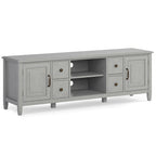 Meuble TV multimédia en bois massif de 72 pouces de large pour téléviseurs jusqu'à 80 pouces (72 L x 18 P x 24 H)