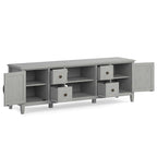 Meuble TV multimédia en bois massif de 72 pouces de large pour téléviseurs jusqu'à 80 pouces (72 L x 18 P x 24 H)