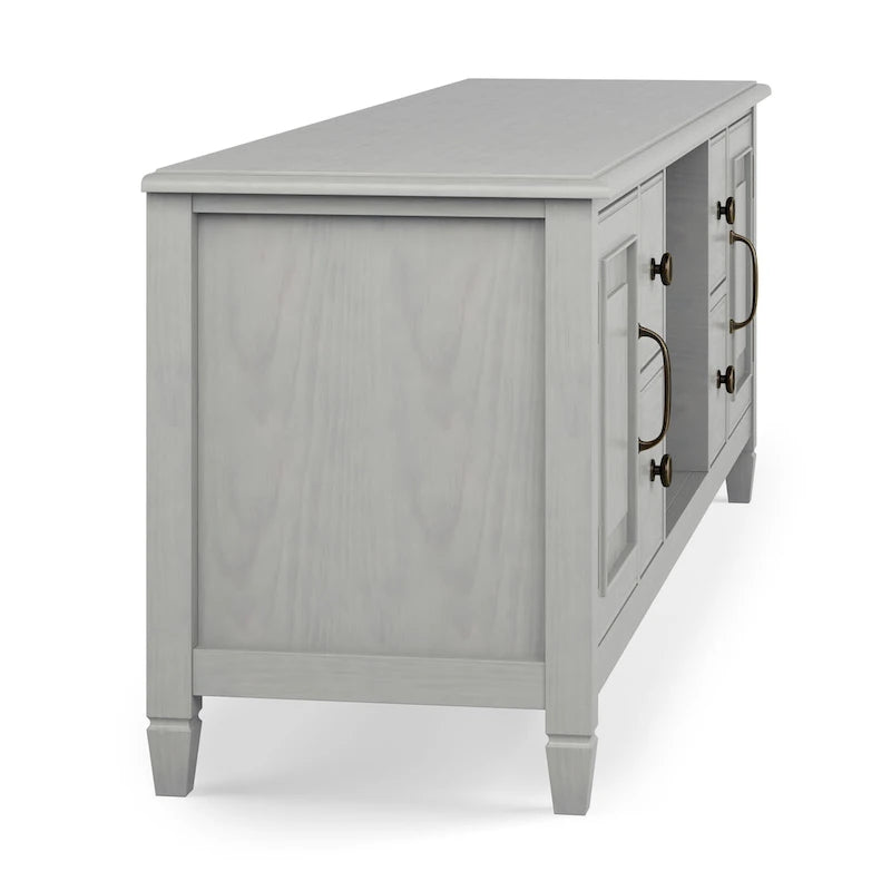 Meuble TV multimédia en bois massif de 72 pouces de large pour téléviseurs jusqu'à 80 pouces (72 L x 18 P x 24 H)