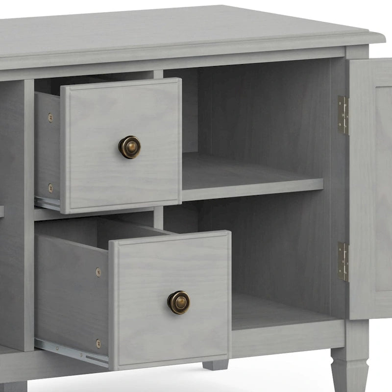 Meuble TV multimédia en bois massif de 72 pouces de large pour téléviseurs jusqu'à 80 pouces (72 L x 18 P x 24 H)