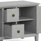 Meuble TV multimédia en bois massif de 72 pouces de large pour téléviseurs jusqu'à 80 pouces (72 L x 18 P x 24 H)