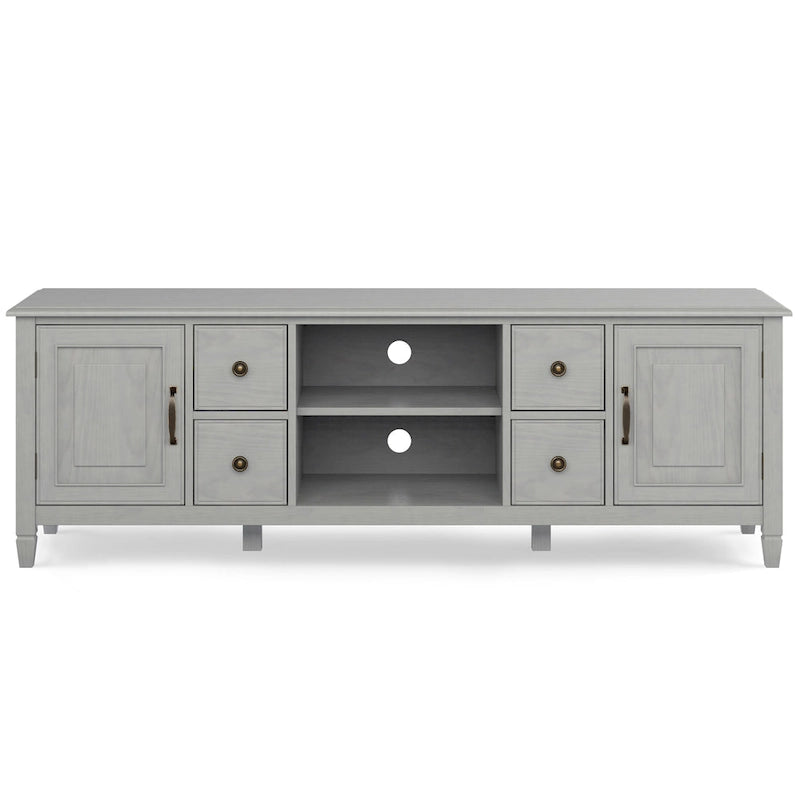 Meuble TV multimédia en bois massif de 72 pouces de large pour téléviseurs jusqu'à 80 pouces (72 L x 18 P x 24 H)