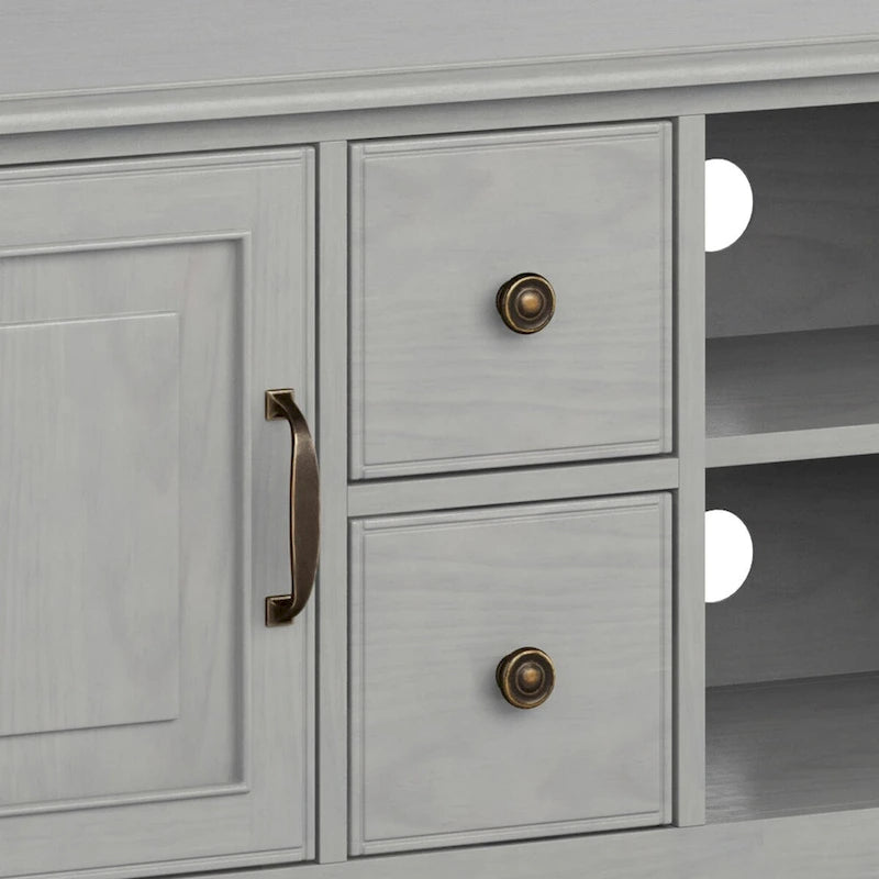 Meuble TV multimédia en bois massif de 72 pouces de large pour téléviseurs jusqu'à 80 pouces (72 L x 18 P x 24 H)