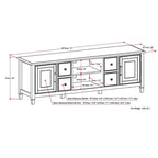 Meuble TV multimédia en bois massif de 72 pouces de large pour téléviseurs jusqu'à 80 pouces (72 L x 18 P x 24 H)