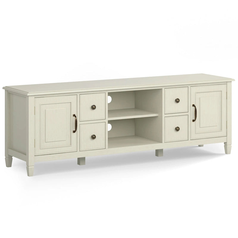 Meuble TV multimédia en bois massif de 72 pouces de large pour téléviseurs jusqu'à 80 pouces (72 L x 18 P x 24 H)
