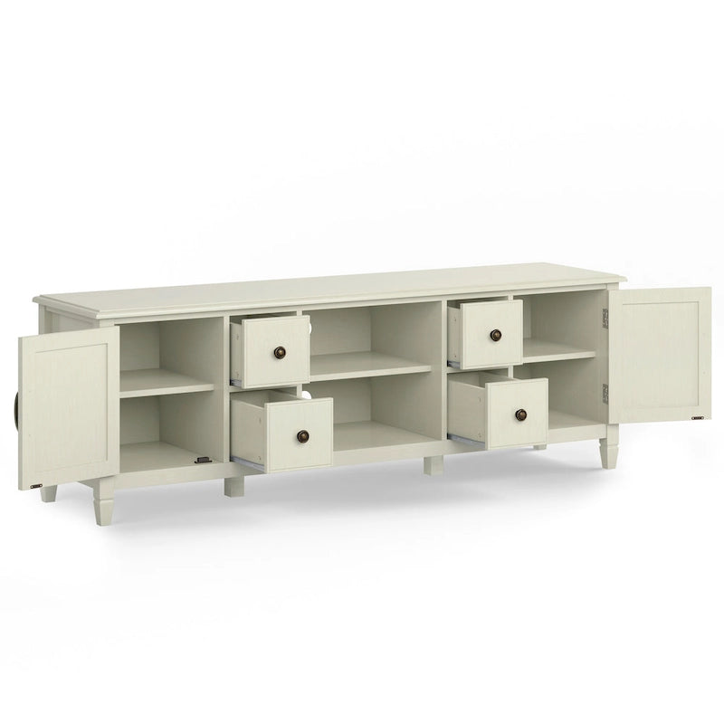 Meuble TV multimédia en bois massif de 72 pouces de large pour téléviseurs jusqu'à 80 pouces (72 L x 18 P x 24 H)