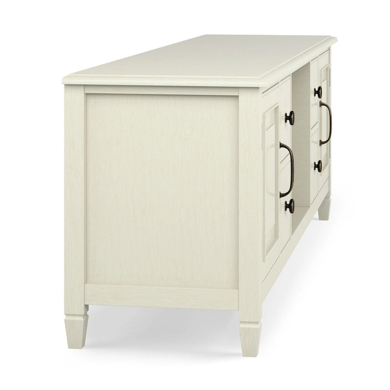 Meuble TV multimédia en bois massif de 72 pouces de large pour téléviseurs jusqu'à 80 pouces (72 L x 18 P x 24 H)
