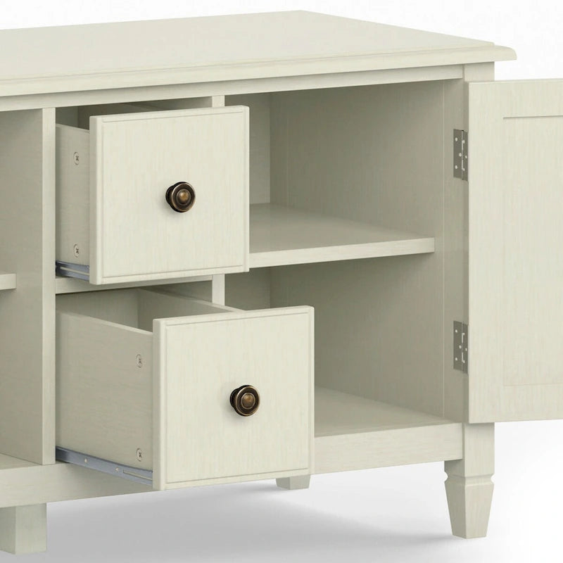 Meuble TV multimédia en bois massif de 72 pouces de large pour téléviseurs jusqu'à 80 pouces (72 L x 18 P x 24 H)