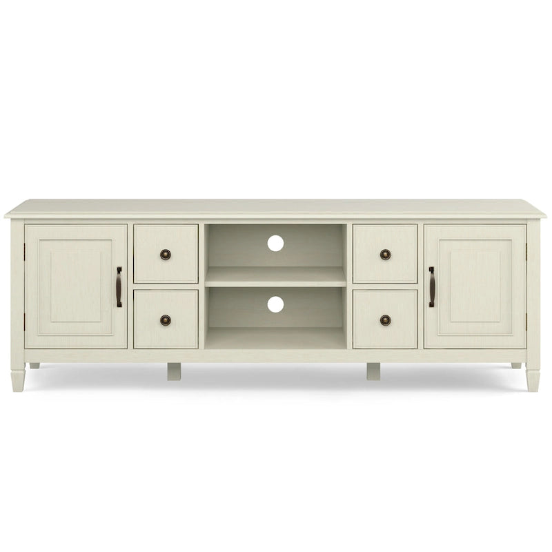Meuble TV multimédia en bois massif de 72 pouces de large pour téléviseurs jusqu'à 80 pouces (72 L x 18 P x 24 H)