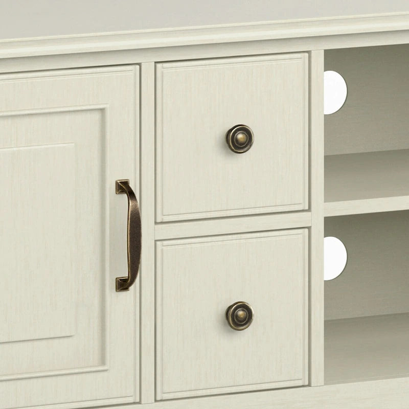 Meuble TV multimédia en bois massif de 72 pouces de large pour téléviseurs jusqu'à 80 pouces (72 L x 18 P x 24 H)