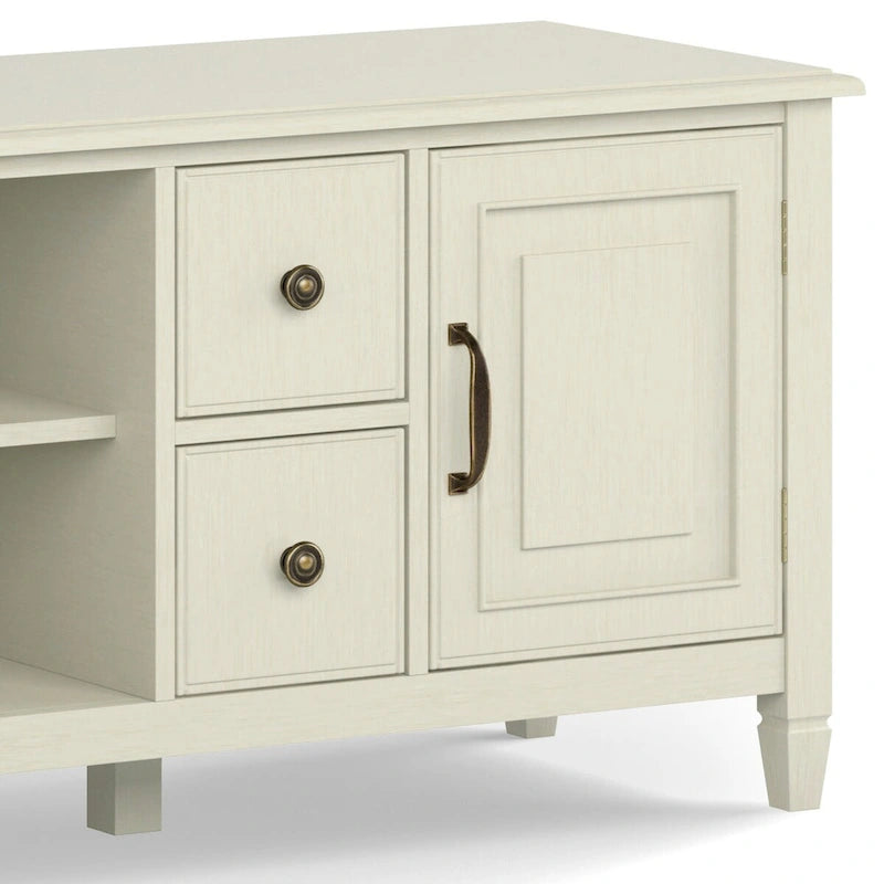 Meuble TV multimédia en bois massif de 72 pouces de large pour téléviseurs jusqu'à 80 pouces (72 L x 18 P x 24 H)