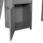 Lit mezzanine jumeau avec tiroirs, armoire, étagères et bureau