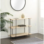 Console 3 niveaux avec cadre en métal noir et étagères en bois - Beige
