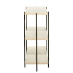Console 3 niveaux avec cadre en métal noir et étagères en bois - Beige