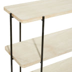 Console 3 niveaux avec cadre en métal noir et étagères en bois - Beige