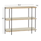 Console 3 niveaux avec cadre en métal noir et étagères en bois - Beige