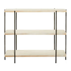 Console 3 niveaux avec cadre en métal noir et étagères en bois - Beige