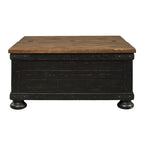 Table basse carrée à plateau relevable avec rangement, noir/marron - 36 L x 36 P x 18 H