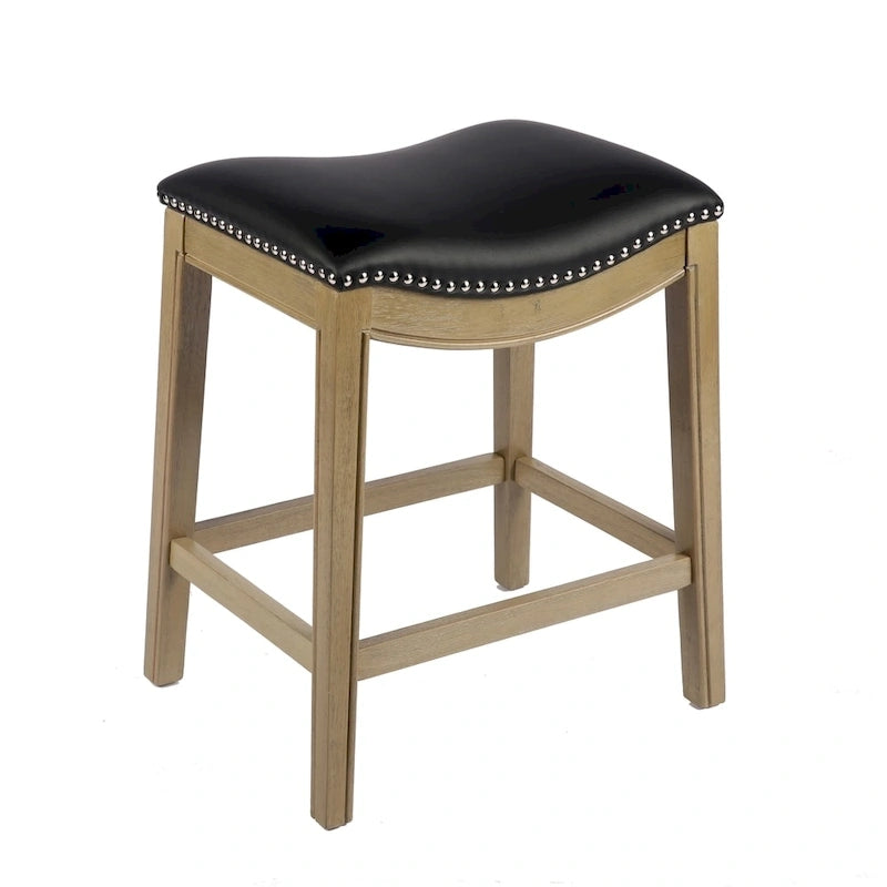 Tabouret de comptoir avec revêtement en similicuir et clous décoratifs