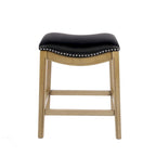 Tabouret de comptoir avec revêtement en similicuir et clous décoratifs