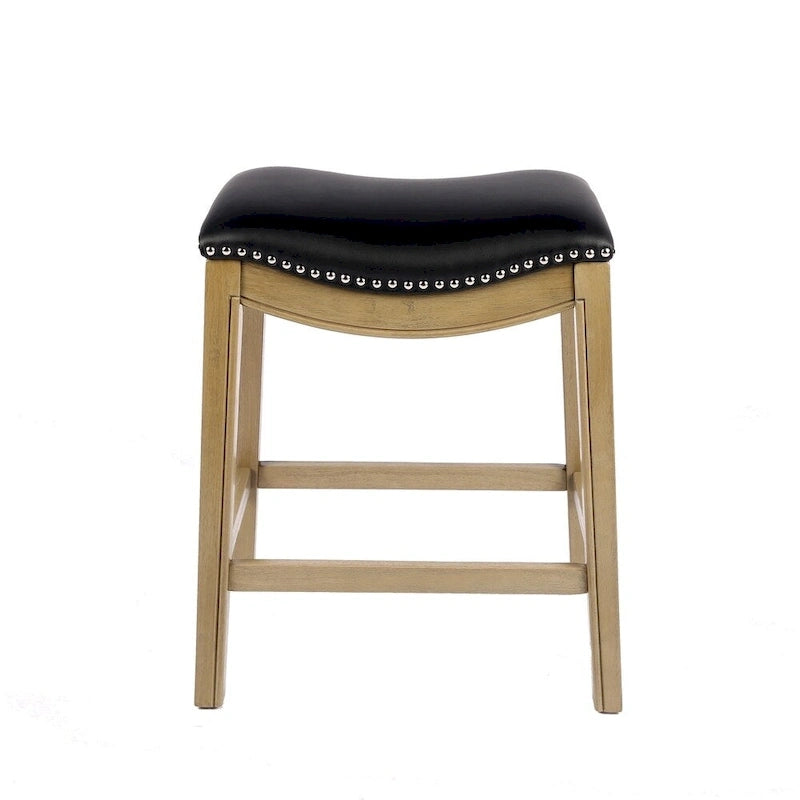 Tabouret de comptoir avec revêtement en similicuir et clous décoratifs