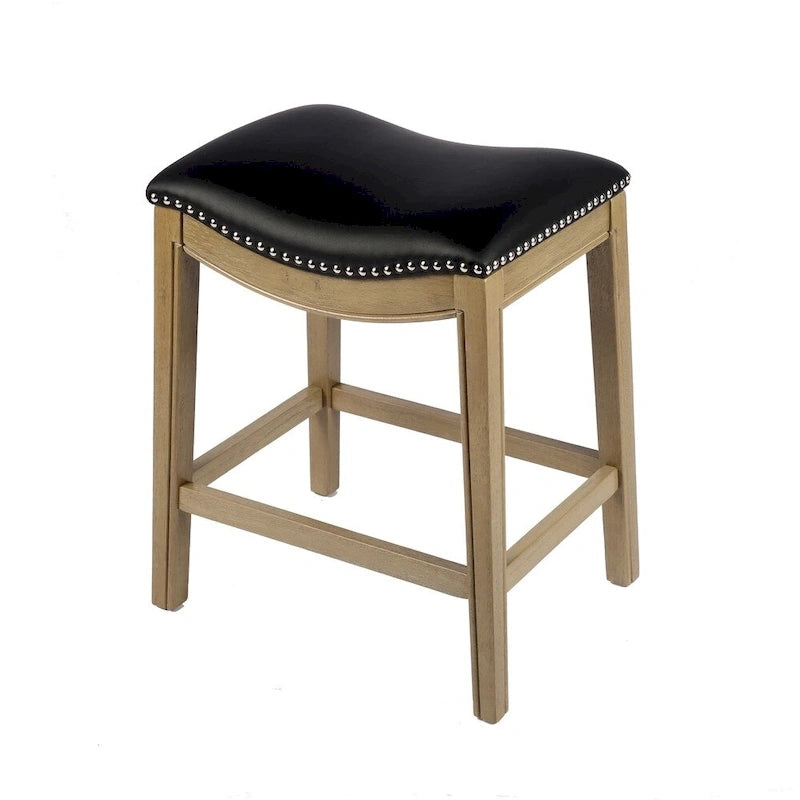 Tabouret de comptoir avec revêtement en similicuir et clous décoratifs