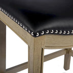 Tabouret de comptoir avec revêtement en similicuir et clous décoratifs
