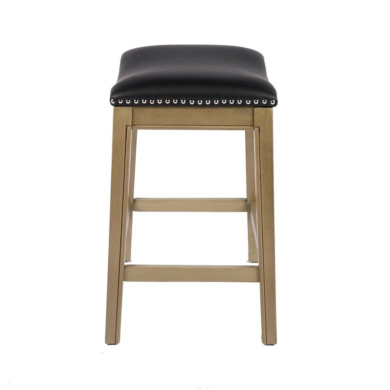 Tabouret de comptoir avec revêtement en similicuir et clous décoratifs