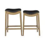 Tabouret de comptoir avec revêtement en similicuir et clous décoratifs