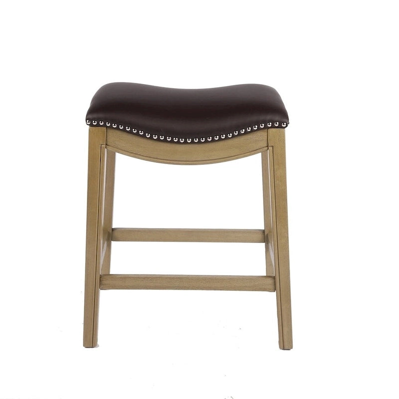 Tabouret de comptoir avec revêtement en similicuir et clous décoratifs