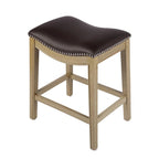Tabouret de comptoir avec revêtement en similicuir et clous décoratifs