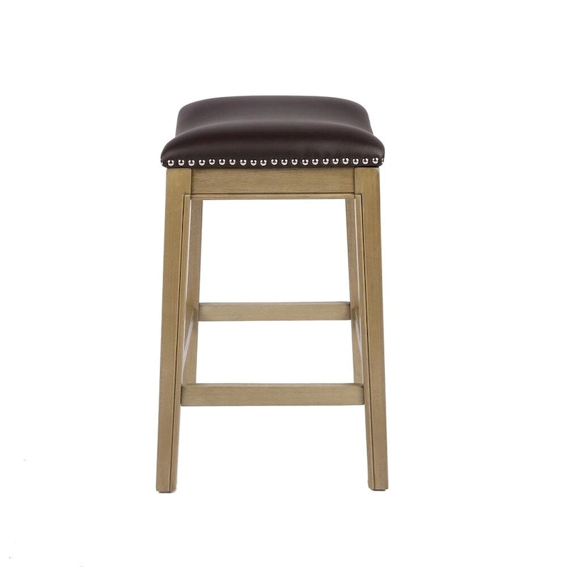 Tabouret de comptoir avec revêtement en similicuir et clous décoratifs