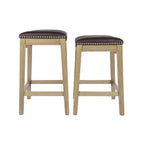 Tabouret de comptoir avec revêtement en similicuir et clous décoratifs