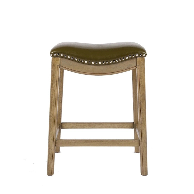 Tabouret de comptoir avec revêtement en similicuir et clous décoratifs