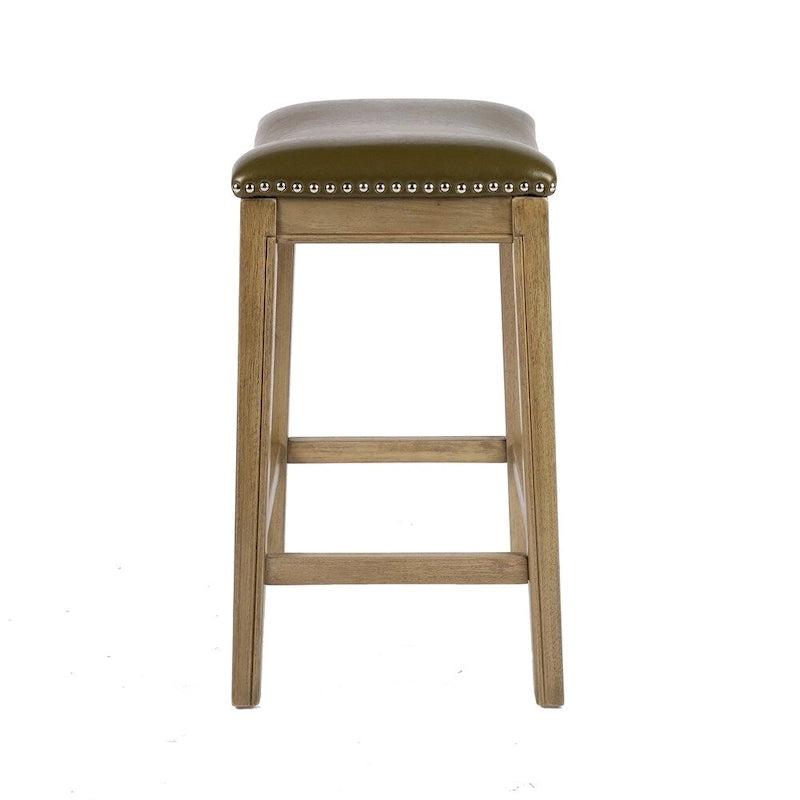 Tabouret de comptoir avec revêtement en similicuir et clous décoratifs