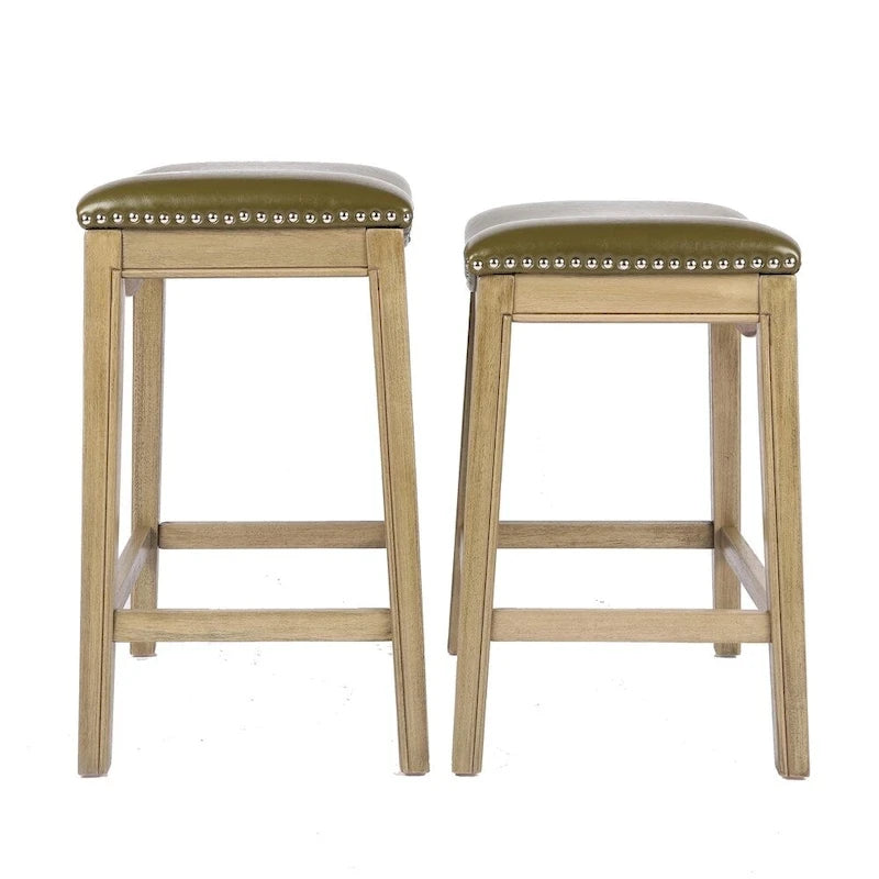 Tabouret de comptoir avec revêtement en similicuir et clous décoratifs