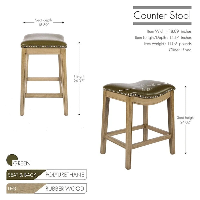 Tabouret de comptoir avec revêtement en similicuir et clous décoratifs