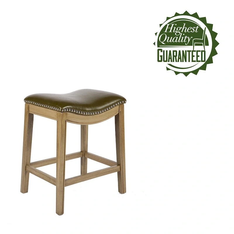 Tabouret de comptoir avec revêtement en similicuir et clous décoratifs