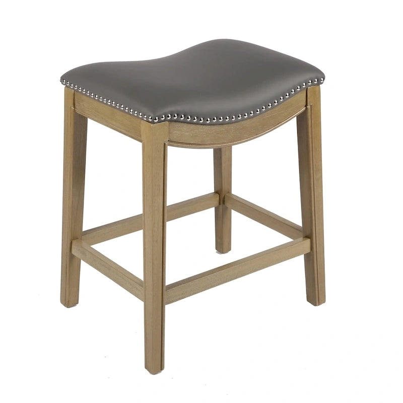 Tabouret de comptoir avec revêtement en similicuir et clous décoratifs